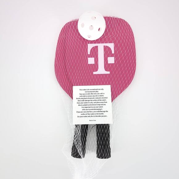 T-Mobile Pickleball Set of Two Pink & Black Paddles and White Ball - New in Bag - Picture 2 of 11